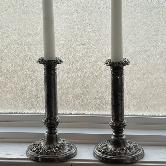 Antique sterling silver weighted candlesticks